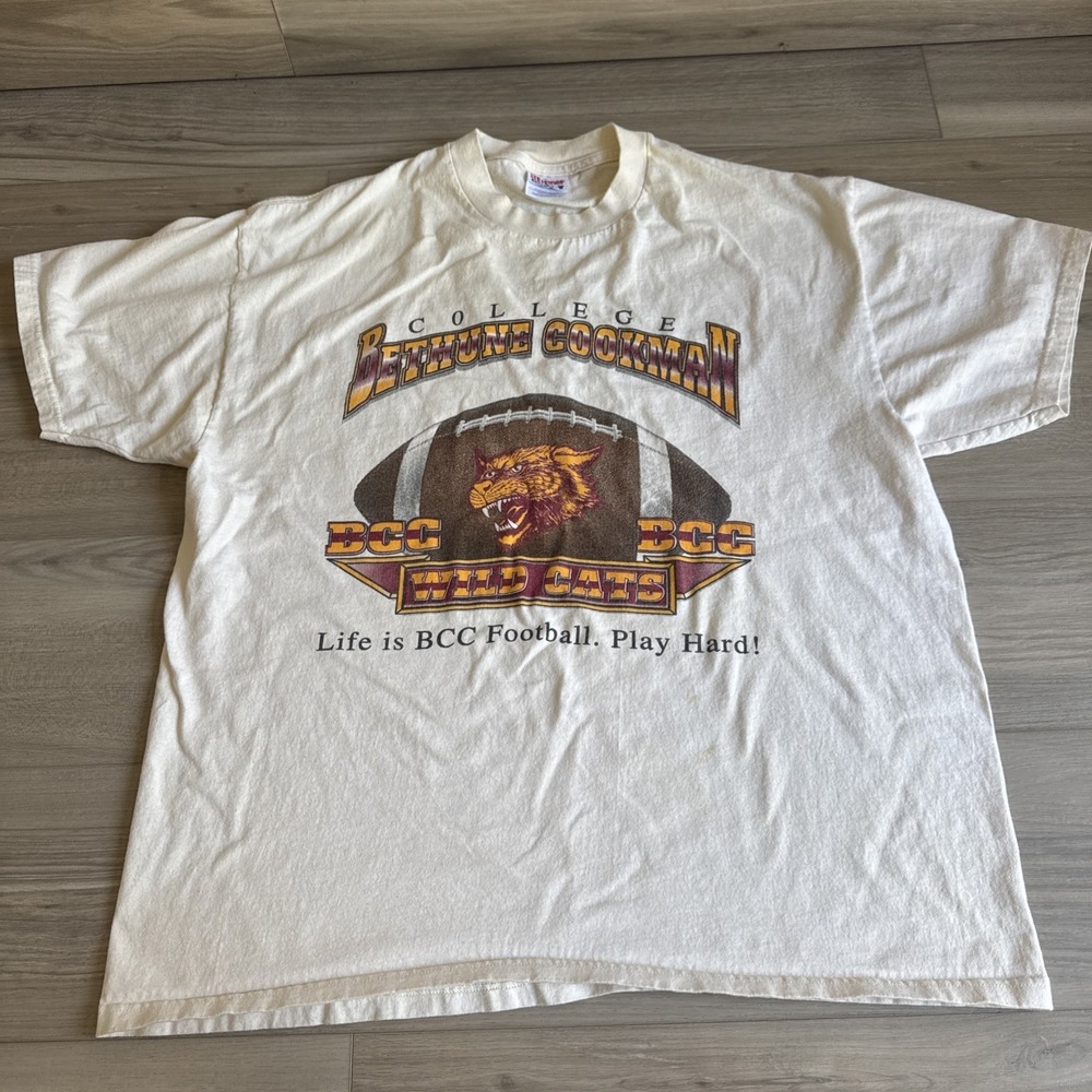Vintage Hanes Bethune Wildcats Football BCU T-Shirt Mens XL Cotton